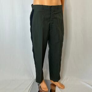 US Military Dress Trousers 35R Green Poly Wool Uniform Pants Mens Vintage